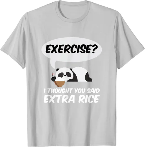 Vista 48 de ¿Ejercicio? I Thought You Said Extra Rice Panda Gift T-Shirt, Negro, S