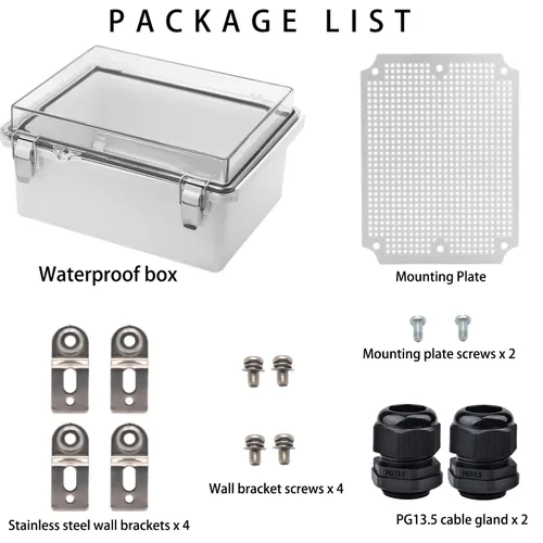 Vista 4 de Caja eléctrica impermeable al aire libre, caja de conexiones resistente a la intemperie, IP67 ABS, interruptor de caja de plástico, enrutador, caja