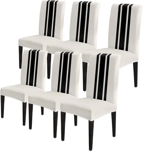 Vista 20 de Funda para silla de comedor, diseño de árbol de Navidad, leopardo, rojo, verde, negro, blanco, copos de nieve, protector para silla de invierno