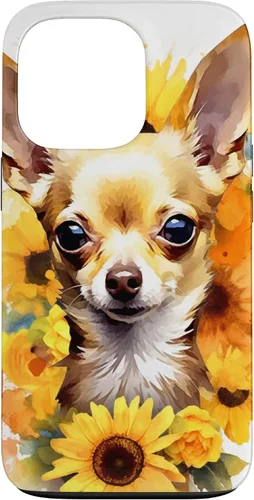 Vista 10 de Chihuahua Dog Watercolor Funda de girasol Chihuahua para iPhone 17