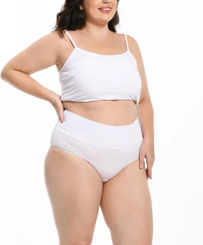 Vista 4 de Comfneat Paquete de 4 calzoncillos de cintura alta para mujer, ropa interior elástica de algodón y elastano