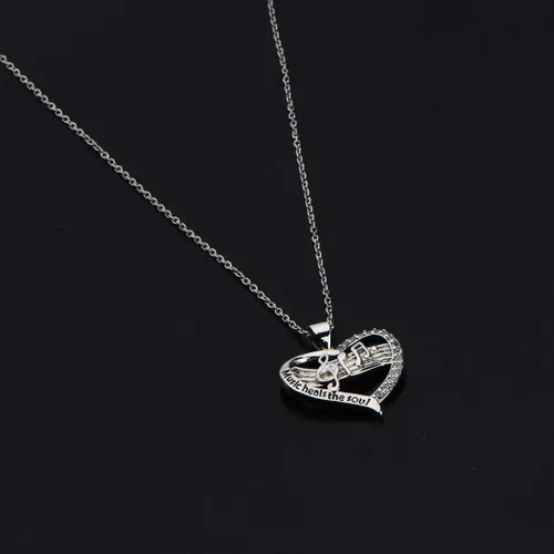 Vista 4 de CENWA Collar para amantes de la música, joyería temática de músico, collar de música cura el alma, regalo de música para artistas y músicos