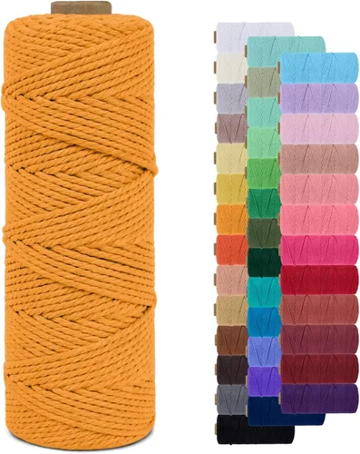 Vista 34 de Cordón de macramé de 0.079 pulgadas, cuerda de algodón natural de 109 yardas, hilo de cuerda de macramé para manualidades, ganchos de pared