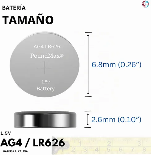 Vista 5 de PoundMax AG4 LR626 Baterías 1.5v Batería alcalina de botón - 10
