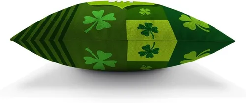 Vista 5 de Moslion Shamrock - Funda de almohada decorativa para el día de San Patricio, diseño de hojas de la suerte, funda de almohada de lino y algodón