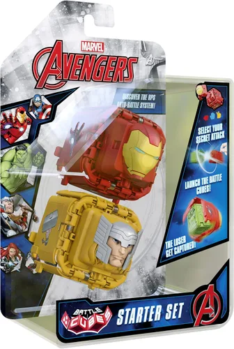 Vista 15 de Marvel Avengers - Paquete de 2 cubos de batalla Capitán América VS Black Panther, libera poder, ataque de lanzamiento, 2 cubos y 6 fichas, sistema