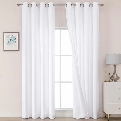 Vista 30 de OWENIE Cortinas 100% opacas de 63 pulgadas de largo, 2 paneles para dormitorio, sala de estar, cortinas superiores con ojales con aislamiento Negro
