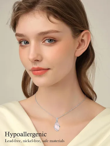 Vista 3 de HPQQ 925 Sterling Silver Necklace for Women Dainty Gemstone Pendant Fine Jewelry Anniversary Birthday Graduation Gifts for Women Women Girls Mom