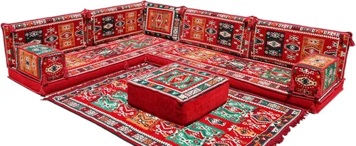 Vista 18 de arabicsofa Cojines de asiento de suelo de esquina con almohadas de respaldo – Juego de sofá modular de suelo estilo boho