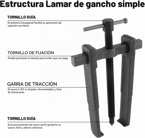 Vista 7 de Extractor de rodamientos de dos mordazas, herramienta de extracción de dos mandíbulas ajustable, herramienta extractor de rodamientos, removedor