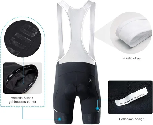 Vista 5 de Santic Baberos cortos de ciclismo para hombre con bolsillo acolchado 4D transpirable para bicicleta de carretera