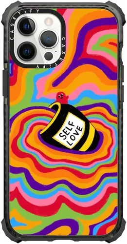 Vista 10 de CASETiFY Funda Ultra Impact para iPhone 12 Pro Max - Adhesivo Aries Moross, color negro transparente