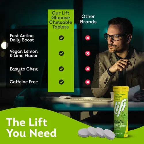 Vista 5 de LIFT Tabletas de glucosa, de acción rápida, sabor a limón y lima, 10 unidades, paquete de 12
