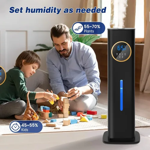 Vista 4 de LACIDOLL Humidificadores para dormitorio de 500 pies cuadrados, humidificador de 2.1 galones/8 litros con luz nocturna y difusor de aceite esencial