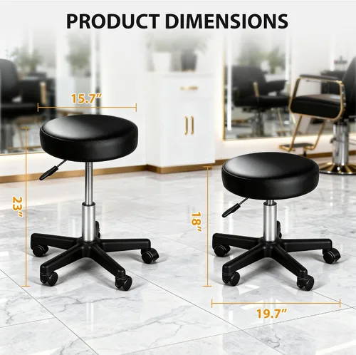 Vista 3 de Nova Microdermabrasion Taburete giratorio con ruedas, taburete giratorio ajustable para dibujar tatuajes, silla de oficina para barra de masaje