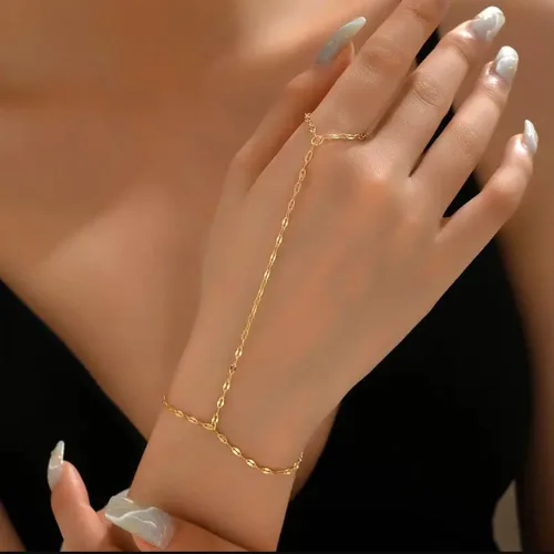 Vista 9 de Long tiantian Hand Chain Bracelet Gold Bracelets for Women Link Chain Bracelets Trendy Finger Ring Slave Bracelet Jewelry Gifts