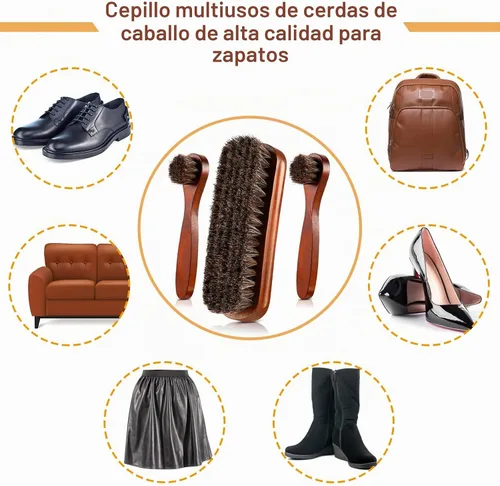 Vista 4 de Jovitec 3 piezas de crin de caballo zapatos de pulido kit de cepillos de cuero zapatos botas cuidado limpio polaco Daubers aplicadores