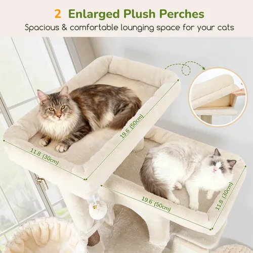 Vista 2 de Globlazer Árbol para gatos extra grande, torre de 80 pulgadas XXL de altura, árbol para gatos alto para múltiples gatos de interior, gatos adultos