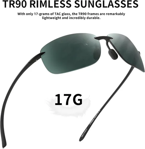 Vista 3 de JIM HALO Lentes de sol deportivos para hombres y mujeres, TR90 sin montura para correr, pescar, ciclismo, conducción