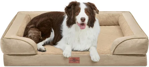 Vista 152 de Comfort Expression - Cama ortopédica para perros medianos, 28 x 19 pulgadas, cama impermeable y de apoyo de espuma con cojines removibles, sofá