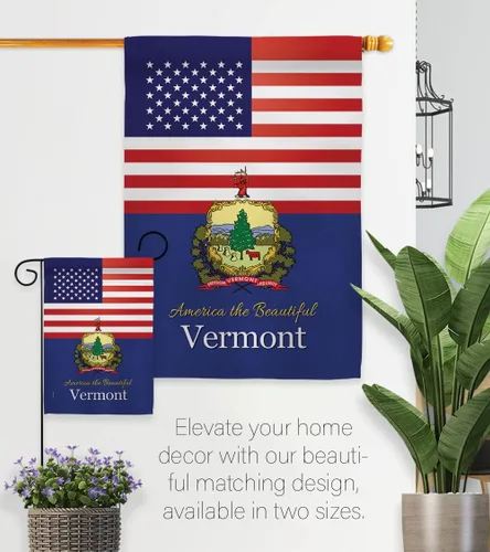 Vista 8 de Americana Home & Garden US Vermont House Bandera Pack Estados Regionales Estados Americanos Territorios República País Particular Área Bordado
