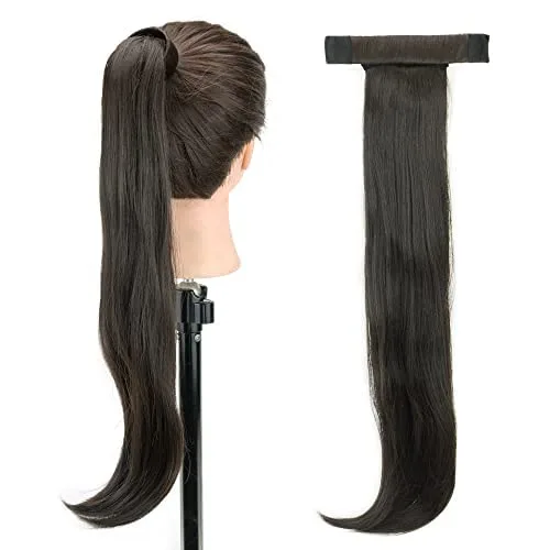 Vista 7 de IMISSU Novelly Design - Extensión de pelo largo ondulado con cola de caballo con diadema flexible (marrón claro)