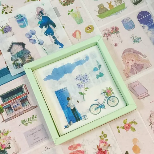 Vista 8 de Conjunto de calcomanías lindas de animales (100 hojas) - Kawaii transparentes de PET de dibujos animados decorativos para álbum de recortes, diario