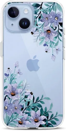 Vista 18 de Compatible con iPhone 15, funda transparente de encaje negro floral a prueba de golpes, parte trasera dura, delgada, bonita funda transparente