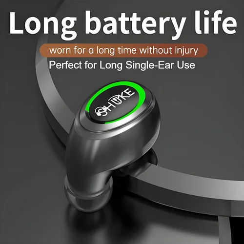 Vista 8 de Auricular Bluetooth inalámbrico único con micrófono, auriculares intrauditivos ligeros para Android, iOS y portátil, ideal para oficina, conducción
