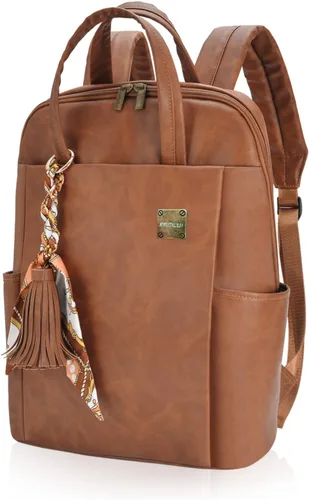 Vista 10 de Mochila para laptop para mujer, delgada de viaje, bolsa para computadora portátil de hasta 15.6 pulgadas, ligera, tamaño mediano, bolsa de trabajo