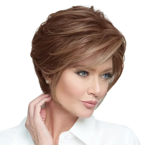 Vista 37 de Raquel Welch Go To Style - Peluca de pelo corto versátil y favorecedora de Hairuwear, gorra media, castaño iluminado por el sol RL10/12
