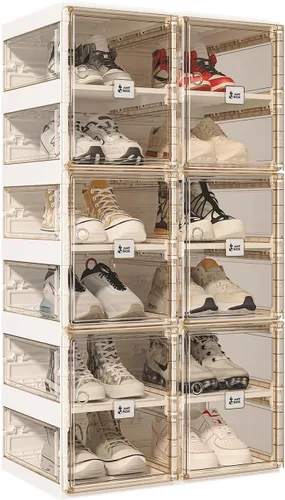 Vista 7 de ANTBOX Zapatero plegable, organizador de zapatos para armario, caja de almacenamiento de zapatos de plástico que ahorra espacio para la entrada