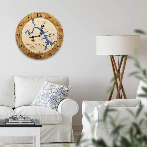 Vista 9 de Sea & Soul Deep Creek Lake - Reloj de pared de madera de 24 pulgadas, fabricado con orgullo en los Estados Unidos, arte de cartas náuticas, regalos