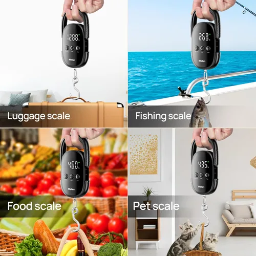 Vista 7 de Meilen Báscula de peso para equipaje, báscula digital de pesca de 110 libras110.2 lbs con colgante portátil, báscula de equipaje de maleta