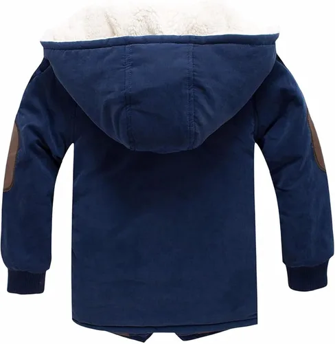 Vista 4 de EISHOW Chamarras gruesas y cálidas con capucha de algodón y forro polar para niños, abrigo con cremallera de invierno