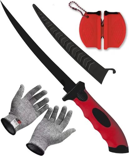 Vista 9 de Juego de 2 cuchillos de filete, cuchillos de filete de acero inoxidable de 5 y 7 pulgadas para pescado, equipo de pesca, juego de herramientas de 2