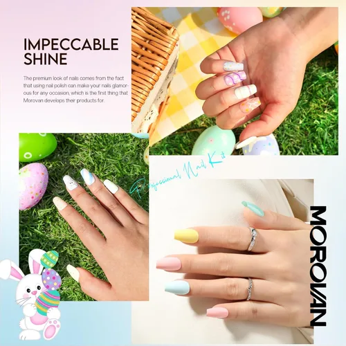 Vista 3 de Morovan Juego de esmaltes de uñas para uñas de manos: 15 colores de esmalte de uñas pastel macaron, kit de esmalte de uñas de invierno, esmalte