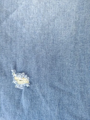 Vista 9 de Jeans para mujer, rasgados de cintura media, jeans estilo boyfriend, pierna recta, elásticos, desgastados, jeans para mamá con agujero