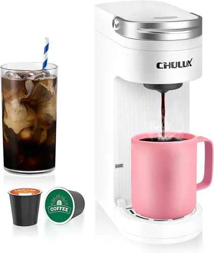 Vista 8 de CHULUX Cafetera delgada de una sola porción, cafetera ligera K-pod para viajes y hogar, color cian