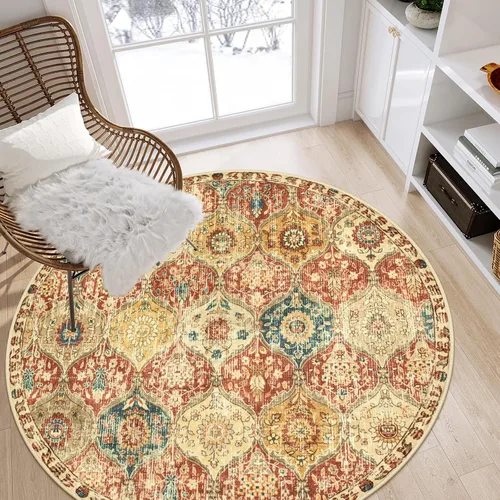Vista 22 de Lahome - Alfombra marroquí antideslizante y lavable, pequeña alfombra oriental para dormitorio, cocina, entrada, baño, entrada, 61 x 91 cm, crema