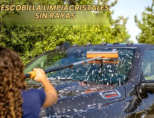 Vista 5 de Kit de cepillo de lavado para coche y RV con mango extensible largo de 48