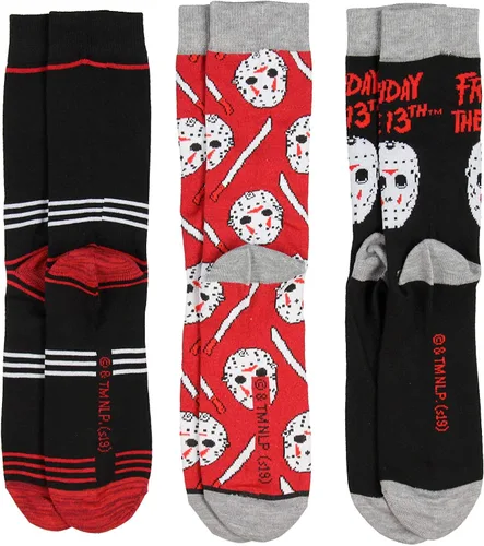 Vista 3 de Friday The 13th Jason Voorhees - Máscara de hockey para adultos, paquete de 3 calcetines para hombre, Varios