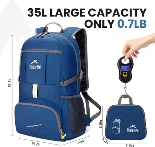 Vista 4 de Venture Pal 35L Ultraligero Ligero Plegable Plegable Viaje Camping Senderismo Deportes al aire libre Mochila Daypack