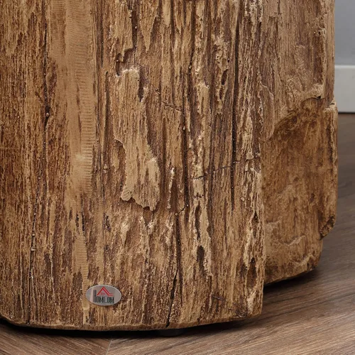 Vista 9 de HOMCOM Taburete de tocón de árbol, mesa auxiliar decorativa con mesa redonda, mesa auxiliar de hormigón con acabado de grano de madera