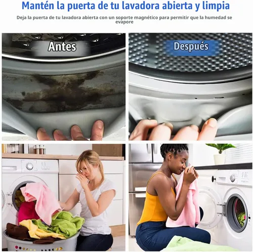 Vista 5 de Accesorio de puerta de lavadora corta, "más corto, ahorro de espacio", mantiene la puerta del cargador frontal abierta, compacta para cuarto