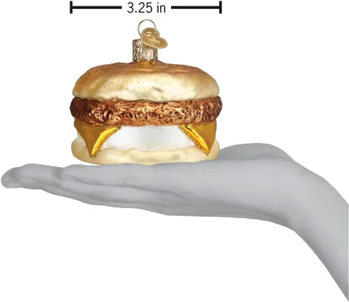 Vista 4 de Old World Christmas Adorno de vidrio soplado de sándwich de desayuno para árbol de Navidad, decoración navideña hecha a mano, comida - colección
