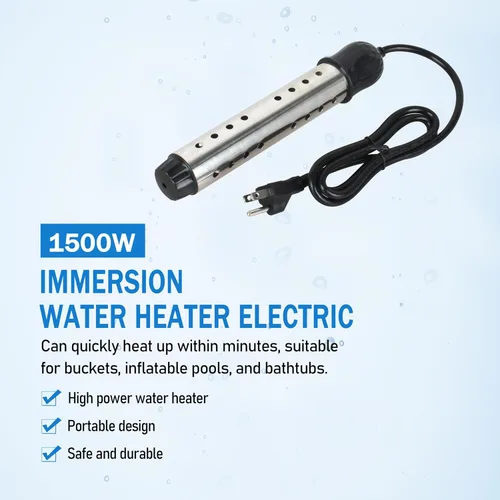 Vista 3 de Calentador de Inmersión, Calentador de Agua Sumergible, 1500W/1000W-110V Calentador de Agua de Inmersión Eléctrico Portátil Adecuado para Camping
