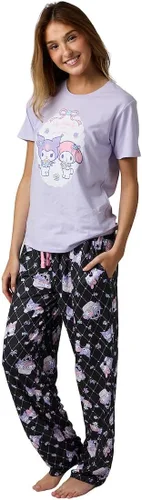 Vista 2 de Bioworld Kuromi & My Melody - Conjunto de ropa de dormir lavanda para mujer