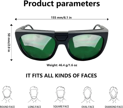 Vista 4 de IPL - Gafas de seguridad con láser abatible, protección UV 400, para infrarrojos, luz roja
