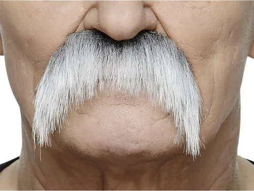 Vista 22 de Mustaches Self-Adhesive Fake Mustache, Synthetic Fur Costume Accessory Set Arqueólogo gris con blanco